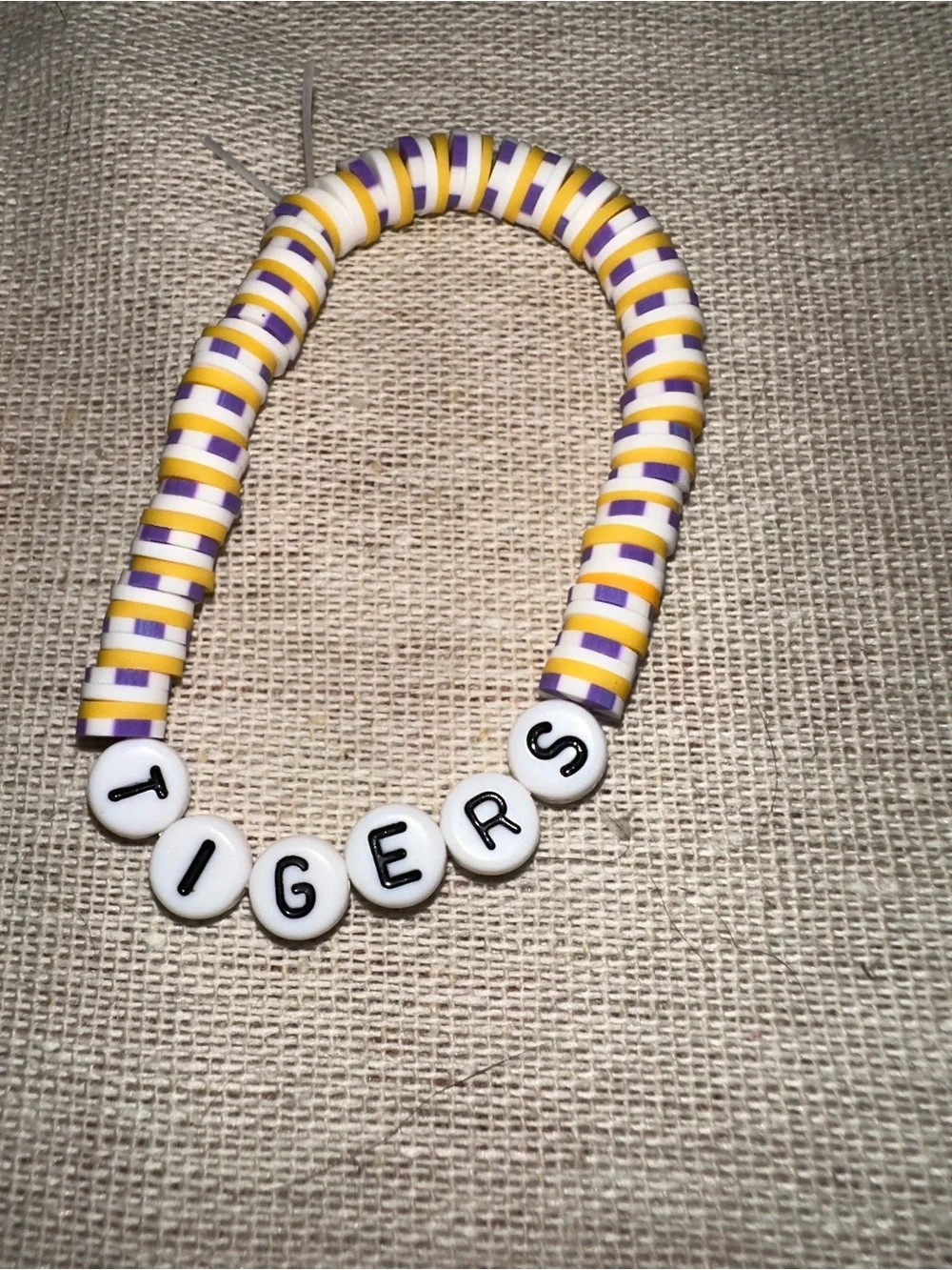 Purple & Yellow Beaded Bracelet - Custom Letter Beads